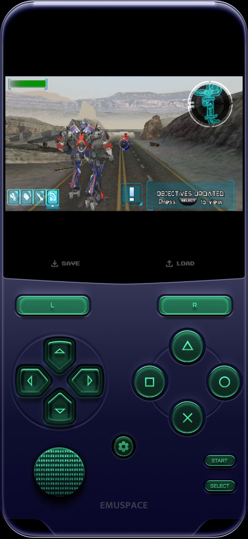 EMUspace gameplay with on-screen controls